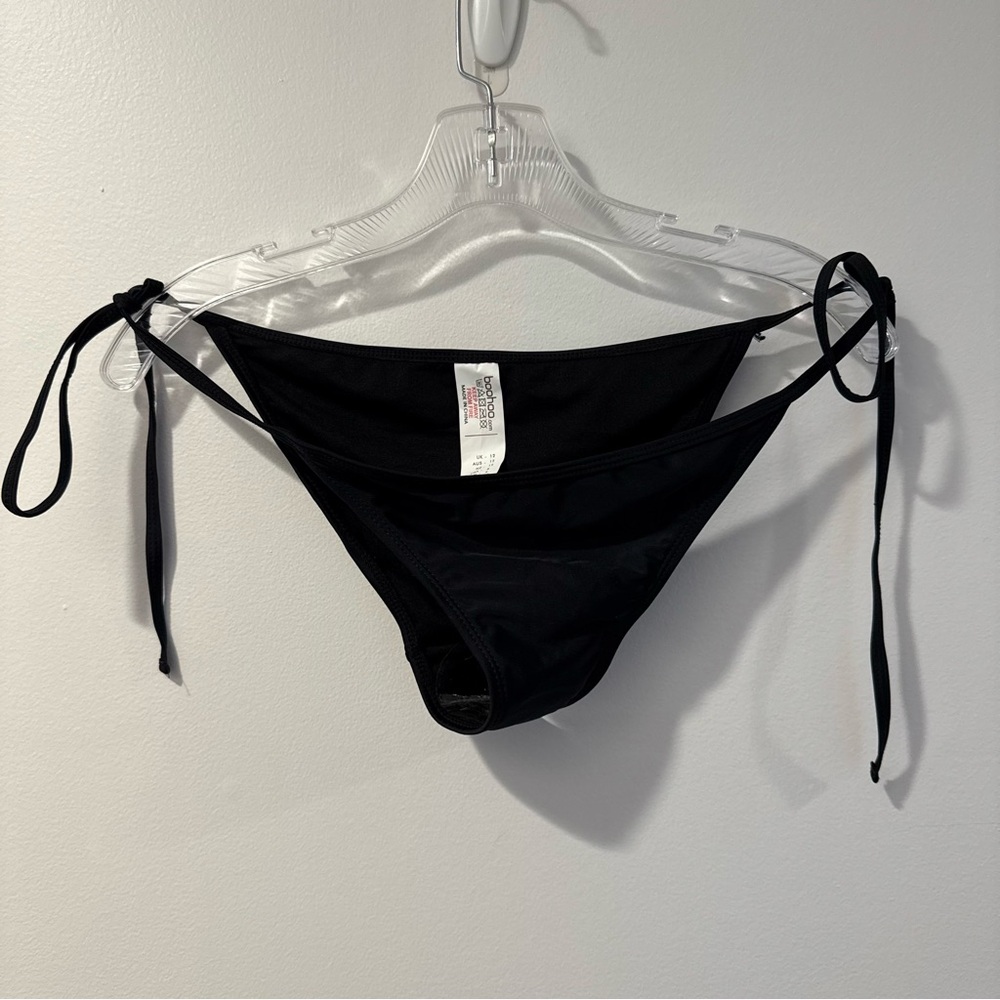 Boohoo Black Bikini Bottom with Side Ties
